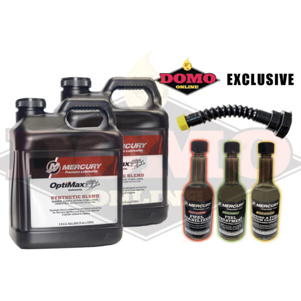 10 x 5 Gallon Mercury Optimax DFI Bundle – (1 )12oz each Quickleen, Quickare, and Quickstor, 1 Flexible Pour Spout